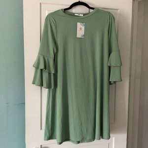 —Green Amelia James Ruffle Sleeve Dress
